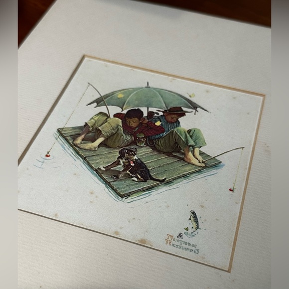 Two Vintage Norman Rockwell Boy with Dog Matted Prints (Free Gift?) - Picture 10 of 10
